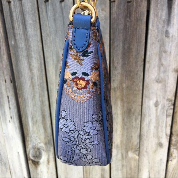 New Tory Burch Brocade Studio Shoulder Bag Sea Frost Blue - Picture 9 of 16